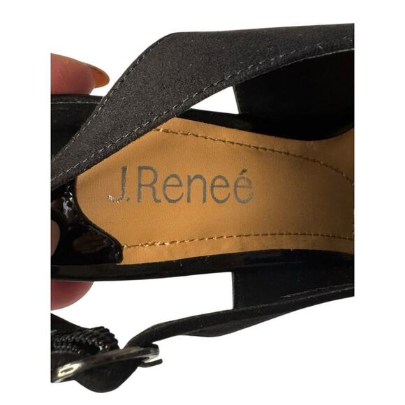 J Renee NEW Prissy Notch Slingback Heels Adjustable Black 8.5 WIDE Suede - Picture 4 of 9